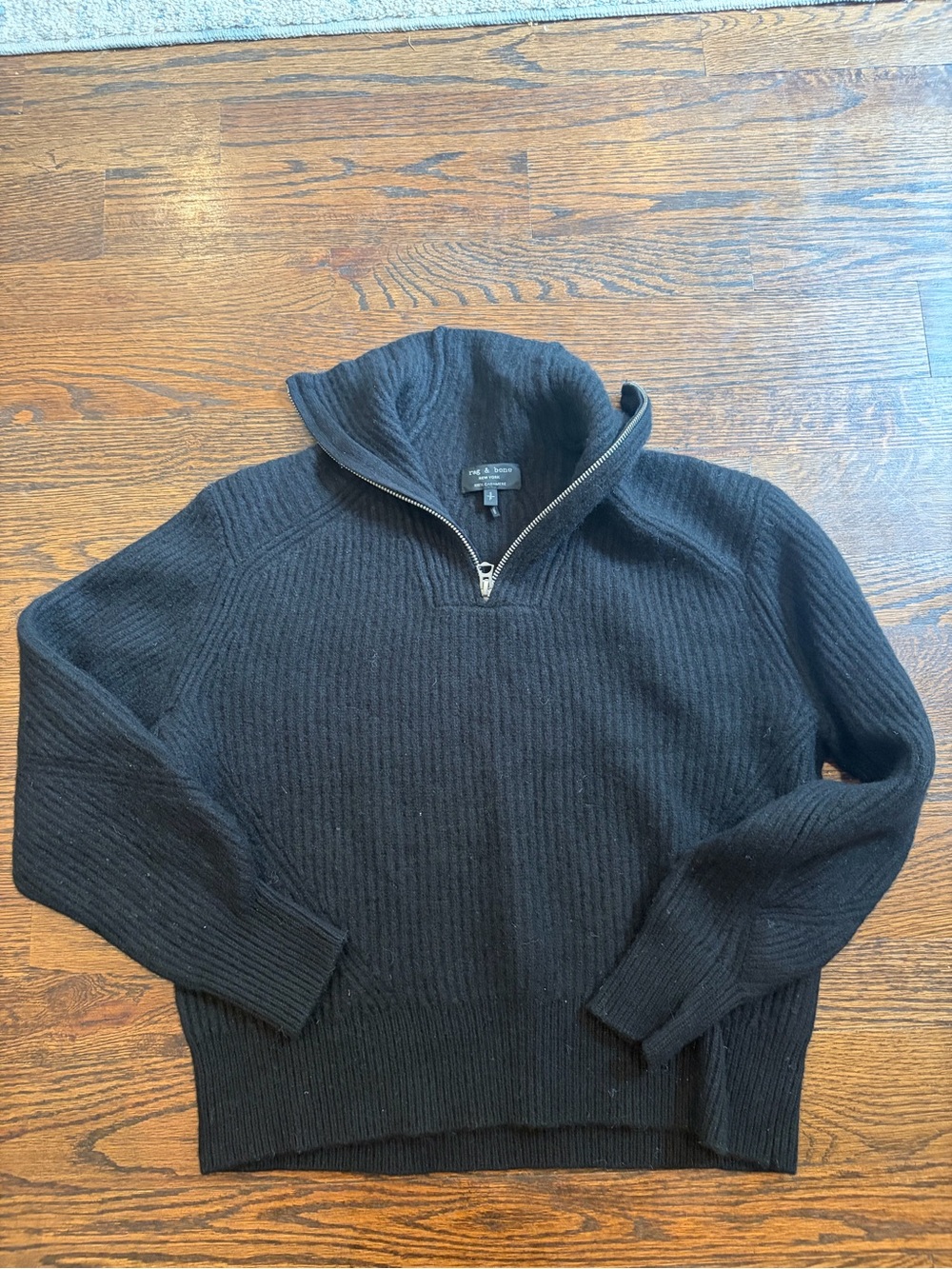 Rag & Bone 100% black cashmere 1/4 zip sweater